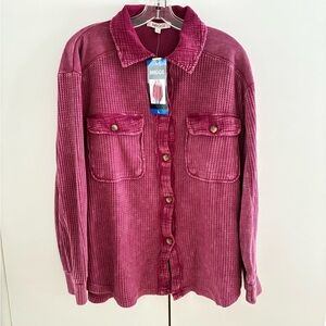 Briggs Women’s Button Front Waffle Shirt Large